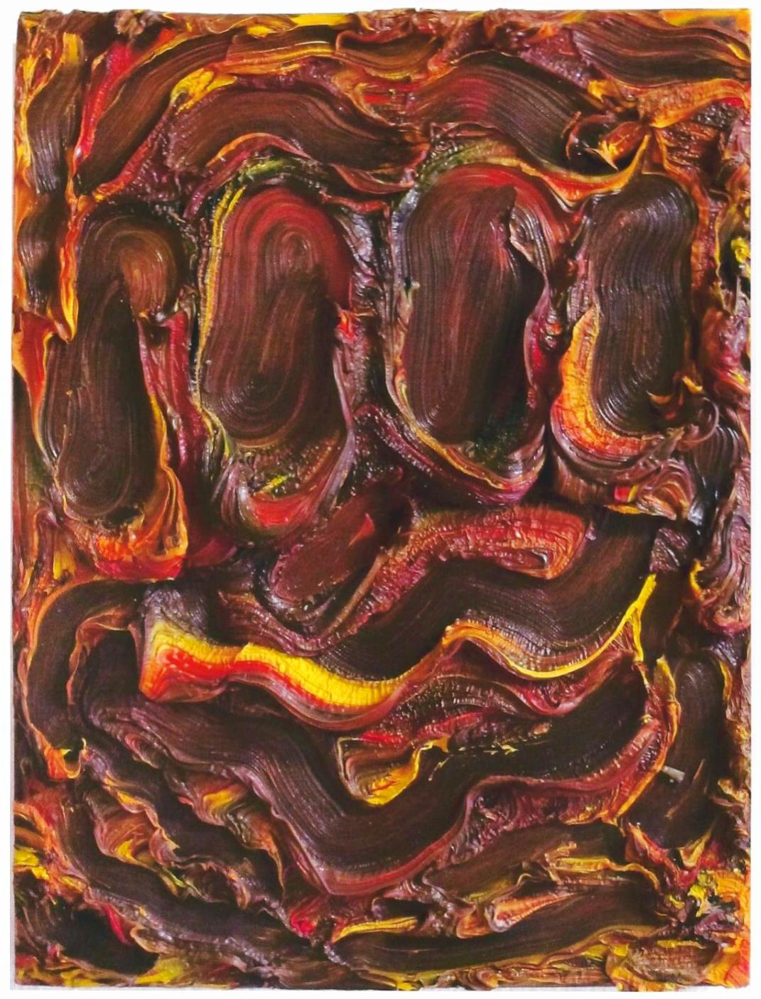ohne Titel (Extrem ausdruckvolles gelb-braunes Gesicht) - Beni Bischof 