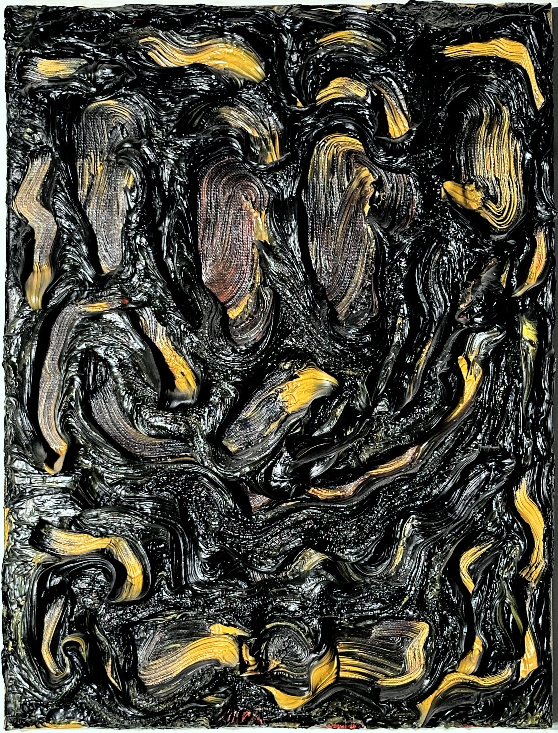 ohne Titel (Extrem ausdruckvolles gelb-schwarzes Gesicht) - Beni Bischof 