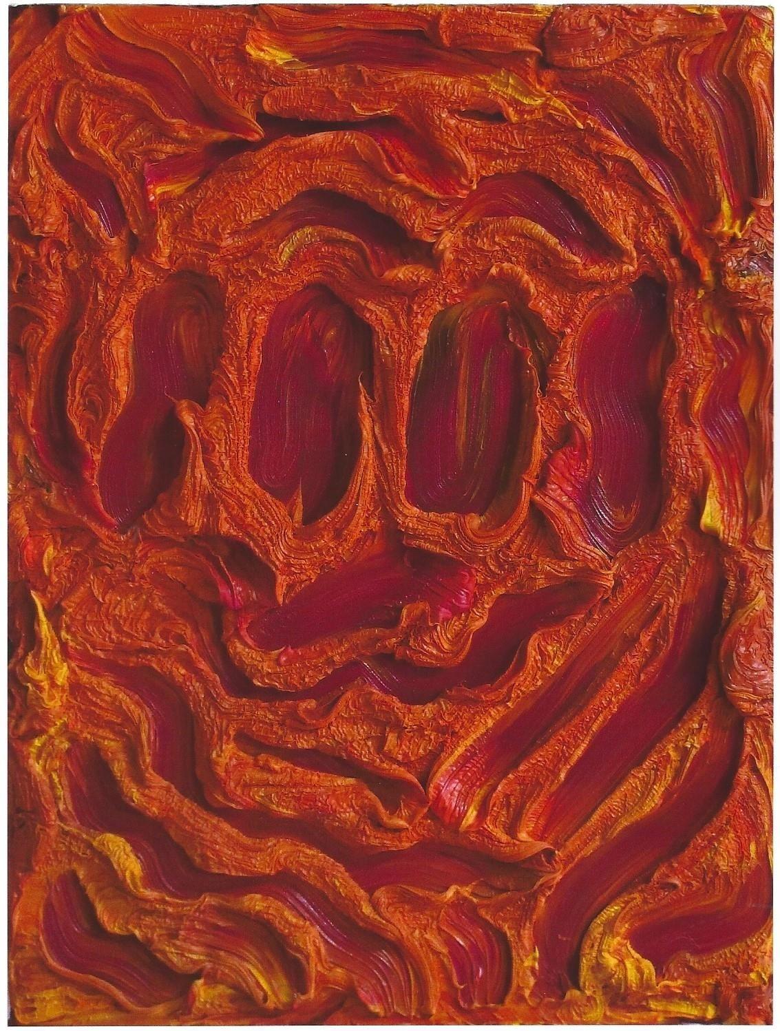 ohne Titel (Extrem ausdruckvolles gelb-oranges Gesicht) - Beni Bischof 